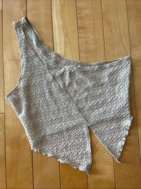 M.   One-Shoulder Textured Sand Crop Top.   NWOT